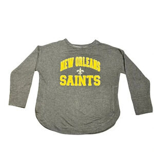 New Orleans Saints NFL Apparel Gray Comfy Sweatshirt Gold Patch Logo‎ Women's XL